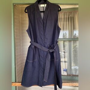 NWT Chico’s Dark Blue Sleeveless Denim Wrap Vest with Belt 16